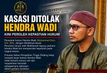 .M.A Tolak kasasi JPU Hendra Wadi Akhirnya Seorang pedagang kecil memperoleh kepastian Hukum tetap inkracht Van gewijsde.M.A