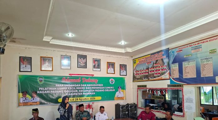 Pelatihan UMKM Nagari Padang gelugur Diikuti 40 peserta pemerintah nagari berikan dukungan penuh.